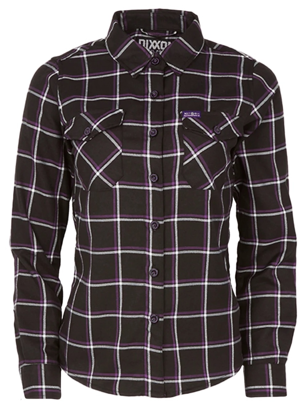 DIXXON Black Flannel Shirt with Purple and White Plaid